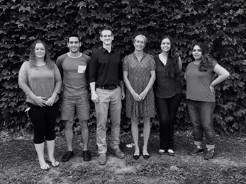 Black and white photo of the research group
